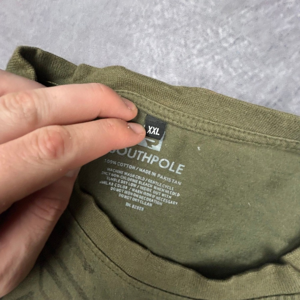 Southpole Mens XXL Olive Green Tiger Graphic T-Shirt Y2K Streetwear Skater Boxy - Picture 5 of 7